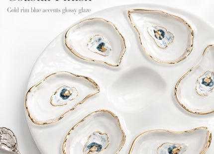 Mud Pie Oyster Plat Server Set,10 1/2"