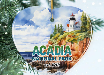 Majestic Acadia National Park Artwork Ornament, Travel Souvenir (Heart)