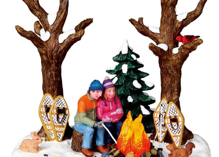 Lemax Christmas Village Staying Warm Campfire Snowshoes