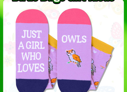 HAPPYPOP Owl Gifts for Women - Owl Socks for Bird Lovers Teen Girls Purple