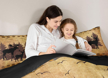 Erosebridal Deer Comforter Set Hunting Bedding Set for Kids Boys Girls Cabin Farmhouse Woodland Animal Comforter Camo Bedroom Decor Warm Rustic Leaves Antlers Wolf Bear Tree Duvet Quilt