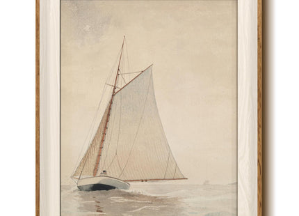 InSimSea Framed Canvas Wall Art of Large Coastal Sailboat - Wall Decor Classical Coastal Art Work Living Room Decor, White Sailboat Sea Gallery Oil Painting Art, Large Home Decor Artwork 10x12In