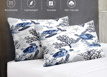Boewywh Full Comforter Set, 3 Pieces Turtle Coastal Bedding, All Season