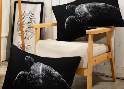Nttopship Sea Turtle Comforter Set Twin Size, Animal Black Turtle Sea Soft 3 Pcs,Sea Turtle Bedding Set for Kids,Black Night Turtle Themewith 1 Comforter and 2 Pillowcases
