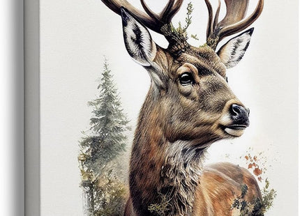 TEXAS ART Christmas Wall Decor Deer Canvas Print Tree Poster Santa Claus Art Merry Pictures Home Decorations for Bedroom Living Room (Deer,12x16'')