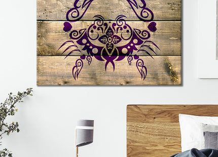 wall26 - Canvas Wall Art - Crab Pattern on Wood Style Background - Giclee Print Gallery Wrap Modern Home Art Ready to Hang - 12x18 inches