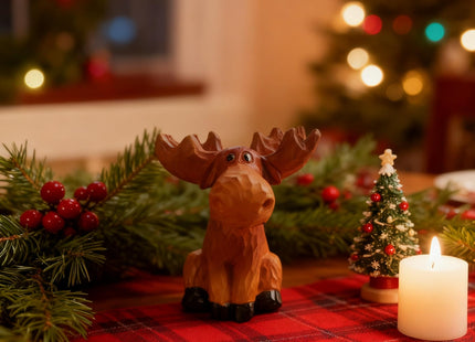 Alaiaiden Moose Decor Family Figurine, Moose Eyeglass Holder Stand