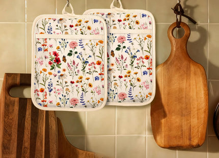 Slohif Cotton Pot Holders with Textured Silicone Grip Cute Mushroom