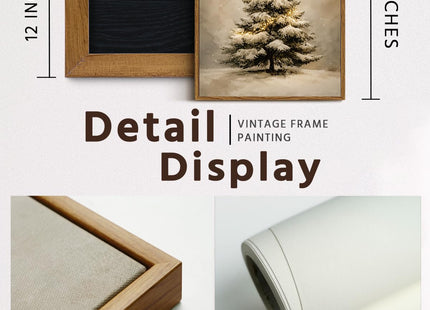 VIYYIEA Vintage Framed Christmas Wall Art, Snowy Pine Tree Winter Print