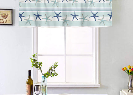 Summer Coastal Starfish Curtain Valances for Kitchen Windows Blue Valance