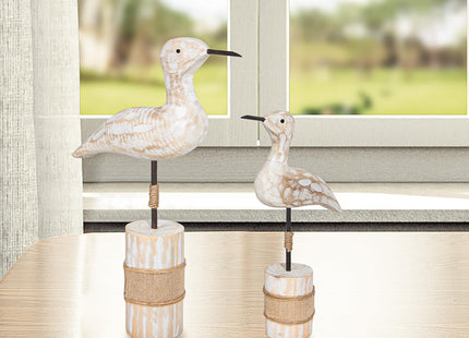 EVINIS Wooden Sea Birds Statues Coastal Decor, White Seagull Statues for Nautical Coastal Beach Ocean Home Decoration