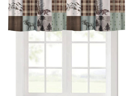 SXXLDNG Retro Cabin Valances Curtain Animal Deer Moose Bear Country Style Kitchen Windows Valances Rod Pocket Window Treatment Short Topper Curtains for Bathroom Living Room 1 Panel