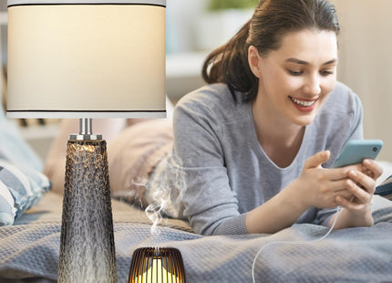 26" Coastal Table Lamps for Living Room, Modern Bedside Lamps for Bedroom