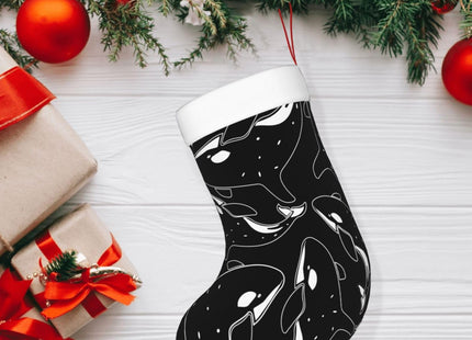 FYCFSLMY Whale Orca Killer Black Large Christmas Stockings, Xmas Tree Fireplace Hanging Decorations for Home Holiday Decor