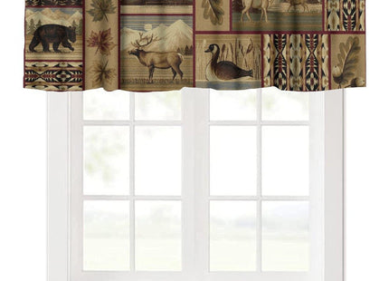 JanJCurt Rustic Moose Deer Valance, Country Lodge Cabin Retro Bear Farmhouse Camp Woodland Animal Print Blackout Short Window Treatment for Kitchen Bathroom Bedroom, 54x18inch