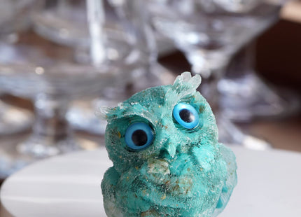 OwMell Owl Statue Tumbled Stone Gemstone Owl Figurine Home Shelf Décor