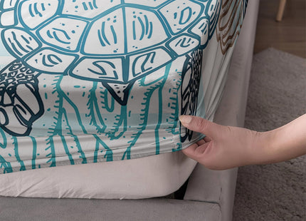 HOSIMA Beachy Sea Turtle Bedding Set Queen,1 Fitted Sheet+2 Pillowcases.
