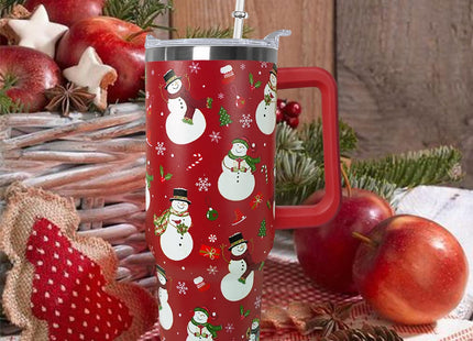 Ceovfoi 40 Oz Christmas Snowman Tumbler Coffee Travel Mug Cup with Handle, Snowman Decor, Christmas Gifts for Women