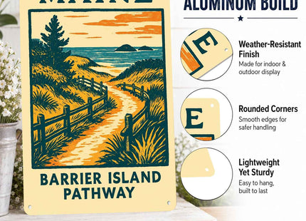 Maine Barrier Island Pathway Vintage Metal Signs 8 X 12 Inch