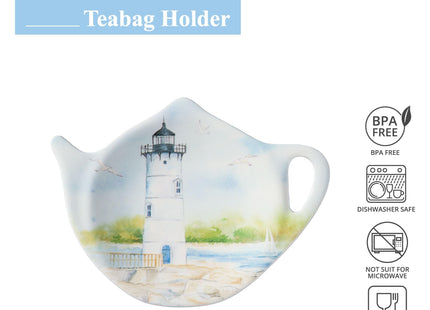 Supreme Housewares Lighthouse Tea Bag Holders, Teapot Shaped Tea Bag Coasters Spoon Rests Saucer Seasoning Dish Set, Multicolor, 4 x 3 Inch, Set of 4