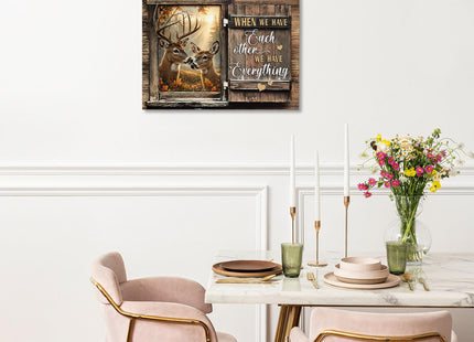 Farmhouse Deer Couple Decor Wall Art, Rustic Country Pictures 12"x16"