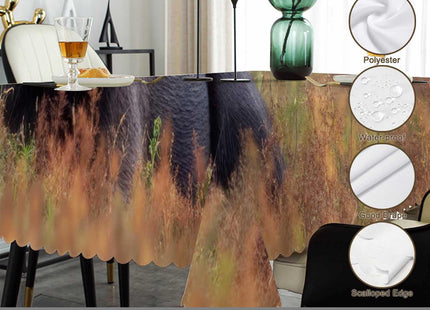 Swono Moose Tablecloth Wild Animal Moose Rest Grass Forest Decorative Table Cover Tabletop Table Cloth for Kitchen, Party Banquet and Holiday Tablecloth, 52x70 Inch(4-6 Seats)