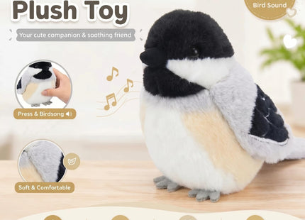 PullCrease Stuffed Animal with Authentic Sound Plush,Black-Capped Chickadee