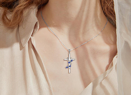 POPLYKE Dragonfly Cross Necklace for Mother Daughter 925 Sterling Silver Dragonfly Pendant Necklace for Sister Butterfly Jewelry Gifts for Grandma