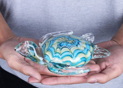 QFkris 6" Blown Glass Sea Turtle Figurine