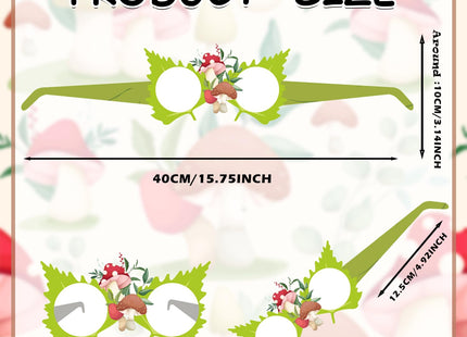 24PCS Mushroom Birthday Decorations Eyeglasses Wild Paper Glasses Birthday Party Supplies Decorations Woodland Animal Forest Party Favors Woodland Theme Photo Booth Props