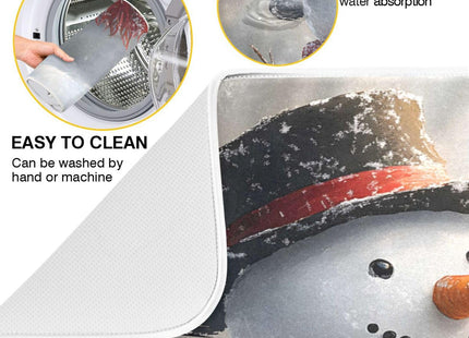 Snowman Cardinal Bird Absorbent Dish Drying Mat, Dishes Drainer Protector Pad Pot Holder for Kitchen 16 x 18 Inch