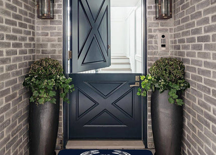 ZJSYXXU Nautical Crab Door Mat - Indoor Outdoor Ocean Rugs Entrance Beach Welcome Mat Navy Blue Kitchen Mat, Front Door Porch Outdoor, 17x30 Inch