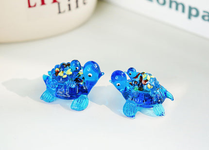 2.5'' Hand Blown Glass Sea Turtle Figurines Mini Sea Animal Collectibles