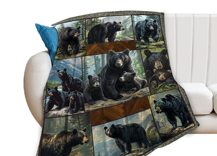 Black Bear Blanket Wild Animal Throw Stuff Gifts for Women Girl 50"X40"