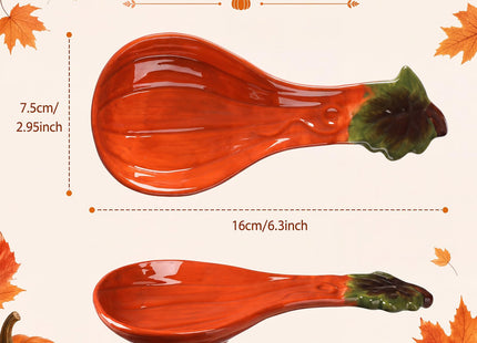 Meanplan 2 Pcs Fall Pumpkin Spoon Rest 5.9" Ceramic