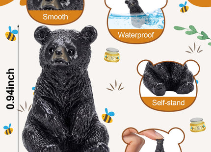 Memorywuu Mini Resin Bear Figurines Bulk, 50, Black