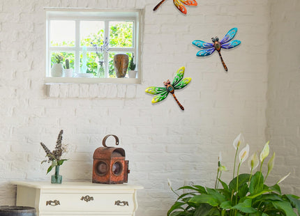 Yonivexis Metal Dragonfly Wall Decor Outdoor wall Art Hanging Decorations Living Room Bedroom Fence Dragonfly Garden Decor, Style1