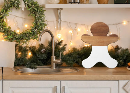 Reallnaive Christmas Gingerbread Man Marble Cheese Board Charcuterie Cutting Tray Marble Serving Decorative for Decoration Charcuterie Kitchen
