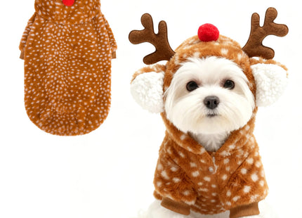 EXPAWLORER Dog Hoodie Christmas Reindeer Costume,Fluffy Christmas Dogs Sweater Cute Outfits,Warm Moose Coat Pet Clothes Winter for Puppy Small Medium Large Dogs