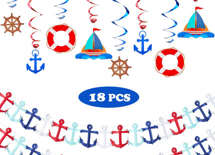WILLBOND 18 Pieces Nautical Party Decorations Cruise Door Banner