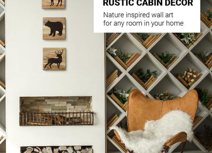 Home Rustique Real Wooden Cabin Decor, Woodland Rustic Wall Art, Set of 3