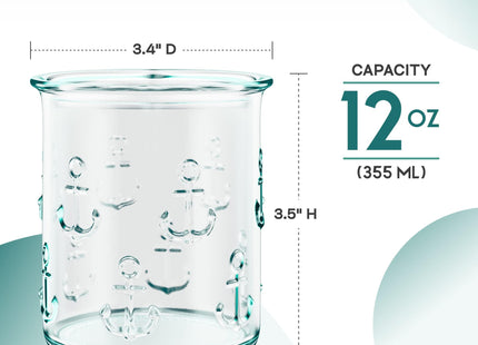 Amici Home – Anchor Anchor DOF Glass - 12 Oz - Green, Set of 6