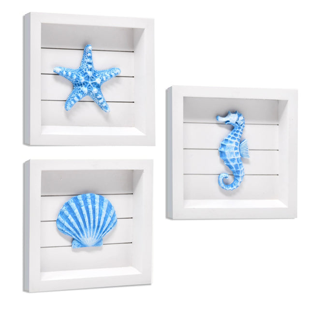 Gift Boutique Coastal Wall Decor, 3 Piece Blue Ocean Framed Wall Art Set