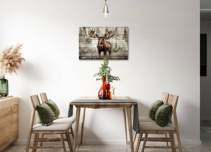 iKNOW FOTO Moose Canvas Wall Art 16x24 Modern Rustic Wildlife Print