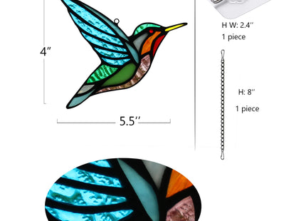 HAOSUM Stained Glass Birds Window Hangings, Stained Glass Hummingbird Decorations,Bird Suncatcher for Window Decor Hummingbird Gifts for Mom,Bird Lovers
