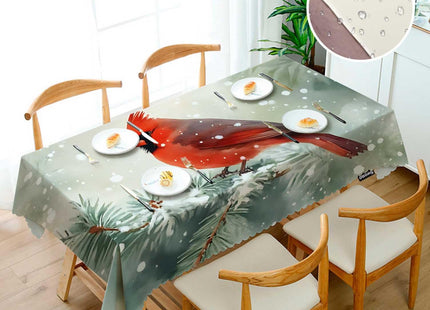 Swono Cardinal Bird Tablecloth Winter Cardinal Bird Red Rectangle Table Cloth Washable Plaid Table Cover for Kitchen Holiday Dinner, 52x 70 Inch Tablecloth