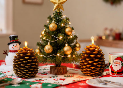 Xmas Decor, Christmas Decorations, Large Brown Pinecone Candles Flameless