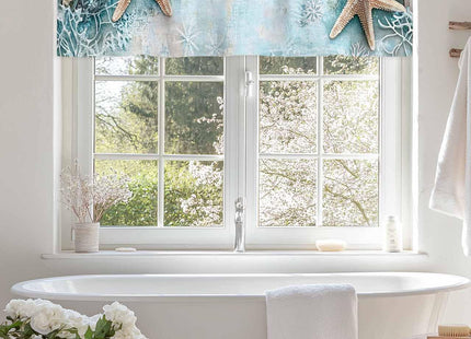 EwdeWwo Nautical Coastal Valance for Windows, Beach Sea Starfish Ocean Theme Rod Pocket Curtain Valances for Living Room Bathroom Underwater World Window Treatment Valances 54" W x 18" L, 1 Panel