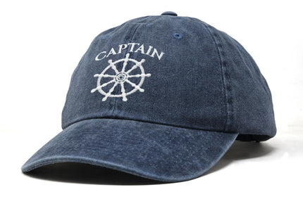 DALIX Captain Embroidered Dad Hat for Men Women Nautical Sail Adjustable Cotton Baseball Cap Navy Blue