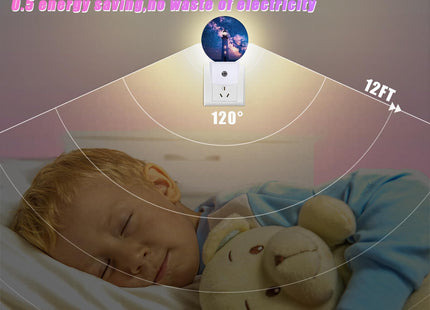 GANTINIR Nautical Lighthouse Night Light Starry Sky Night Lights LED Lamp Round Plug into Wall Nightlight with Dusk to Dawn Sensor Home Hallway Stairway Kitchen Decor